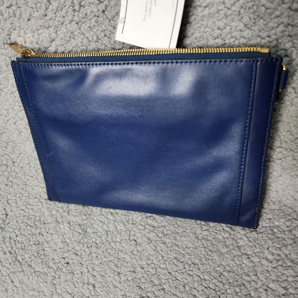 LOGO by Lori Goldstein NWT Leather Envelope Pouch with RFID Sea Blue - Picture 8 of 13